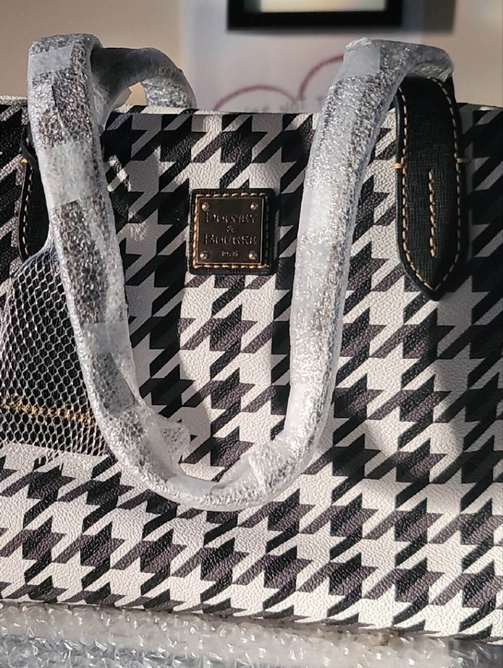 Dooney & Bourke Black and White Houndstooth Tote